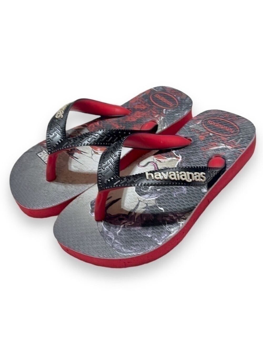 Havaianas Marvel Venom Red and Black Flip Flops Toddler Boys 11/12C Brand New!